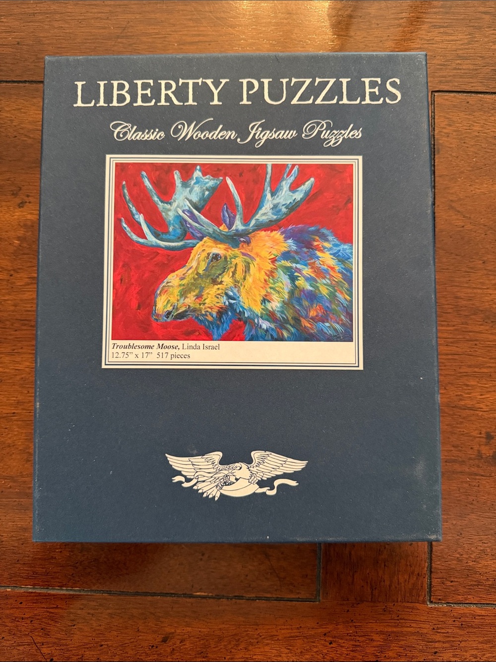 Liberty Puzzles Troublesome Moose Wooden Jigsaw Puzzle - Blue/Multicolor